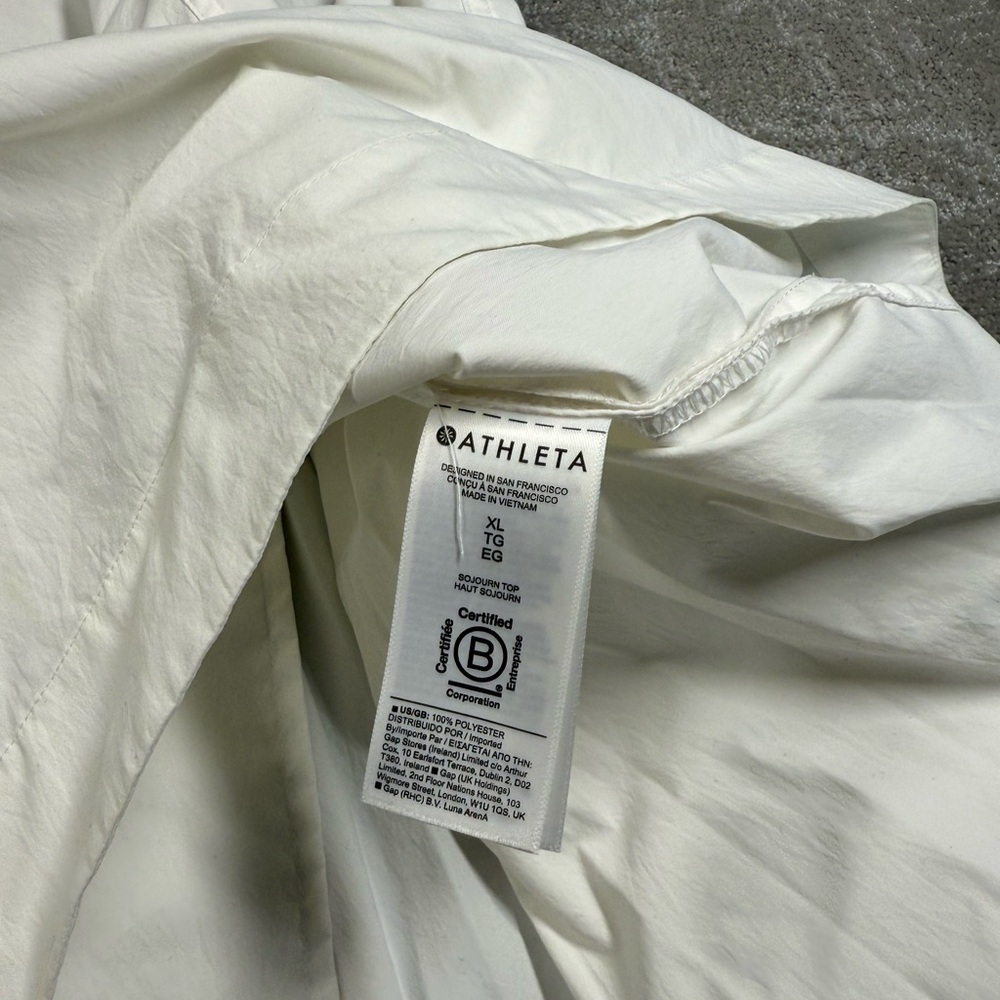 Athleta Sojourn Top Womens XL White Quarter Zip Pleated Layered Oversized READ - Picture 9 of 11